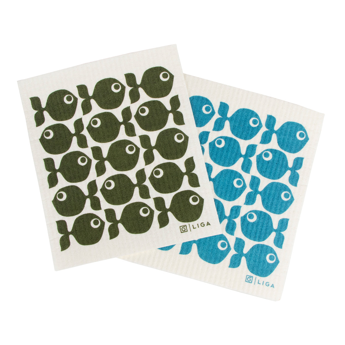Liga x Hornsea ECO set of 2 Dishcloths - Fish