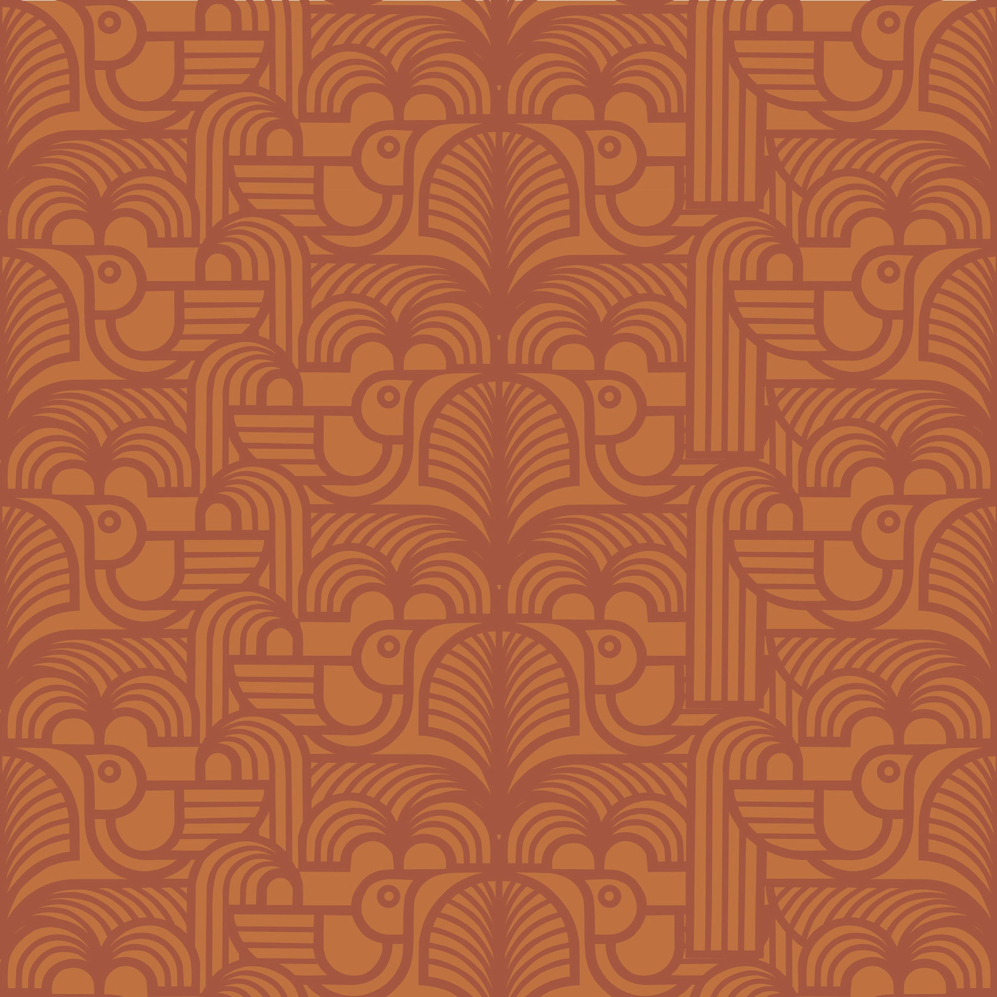 Hornsea Wallpaper - Deco Bird Terracotta