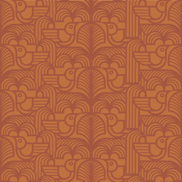 Hornsea Wallpaper - Deco Bird Terracotta