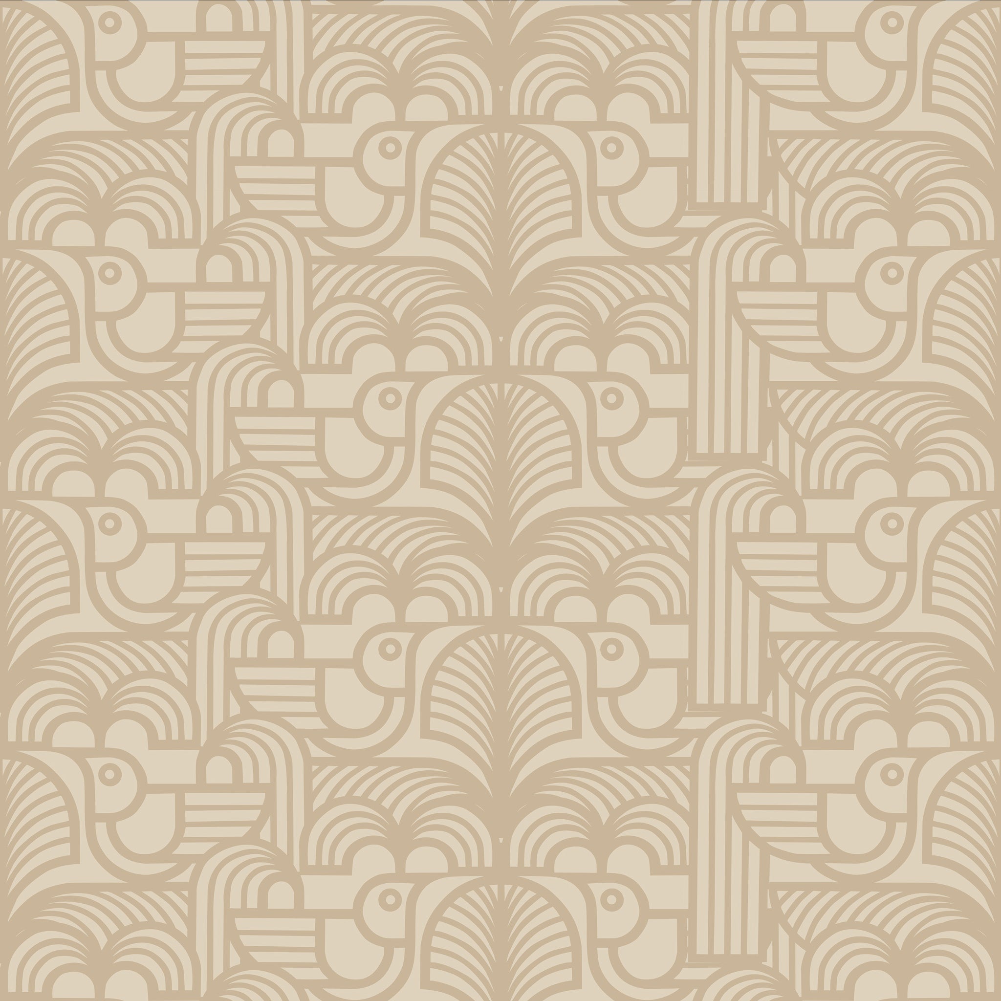 Hornsea Wallpaper - Deco Bird Cream
